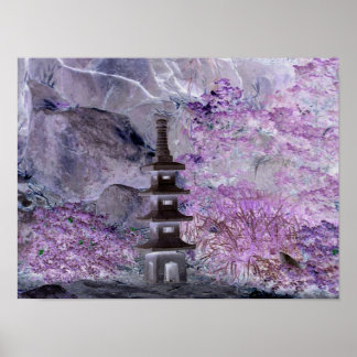 Negative Asian tower Poster