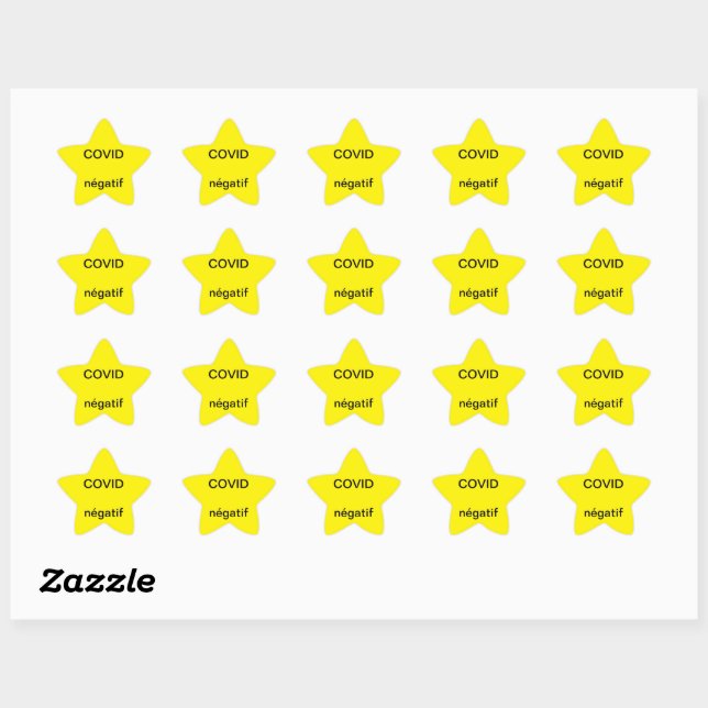 Negative COVID Yellow Star Sticker (Sheet)