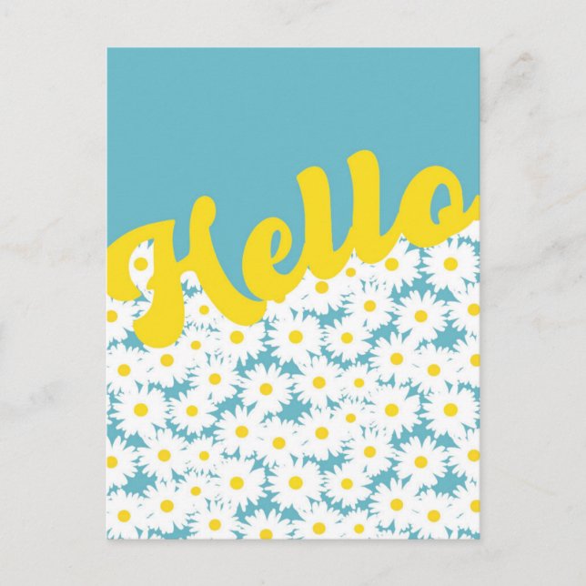 Negative Space Daisies Hello Thinking of You Postcard (Front)