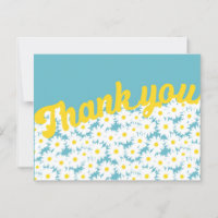 Negative Space Daisies Thank You on blue