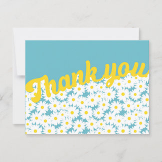 Negative Space Daisies Thank You on blue Postcard