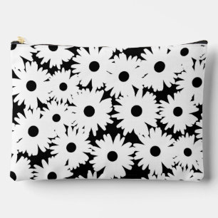 Negative Space Daisies white on black Accessory Pouch