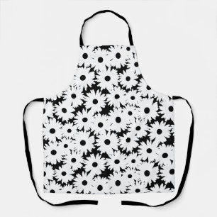 Negative Space Daisies white on black Apron