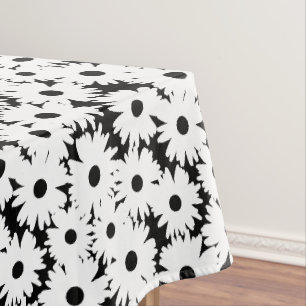 Negative Space Daisies white on black Tablecloth