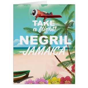 Negril Beach Jamaica vintage travel poster