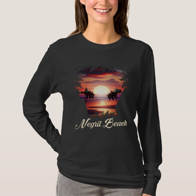 Negril Beach Vibrant Sunset  Negril Jamaica T-Shirt (Front)