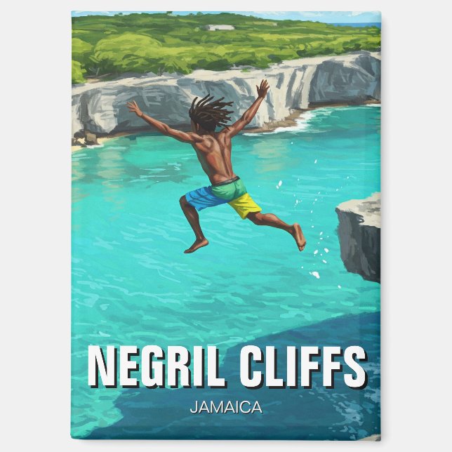 Negril Cliffs Jamaica Travel Magnet (Front)