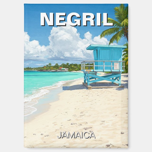 Negril Jamaica Beach Lifeguard Shack Magnet (Front)