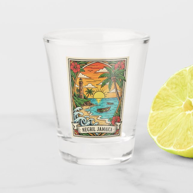 Negril Jamaica Beach Shot Glass (Front)