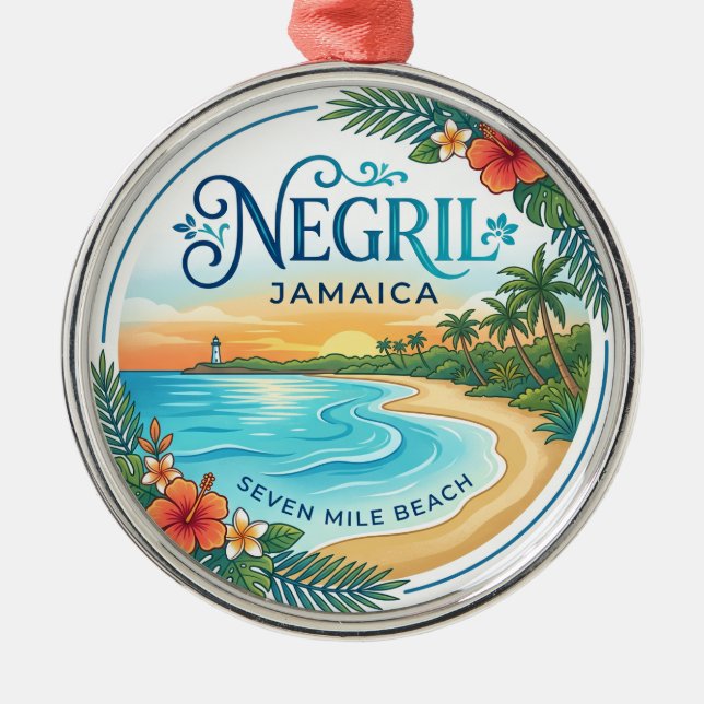 Negril Jamaica Metal Tree Decoration (Front)