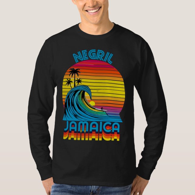 Negril Jamaica Retro Throwback Surf & Beach Souven T-Shirt (Front)