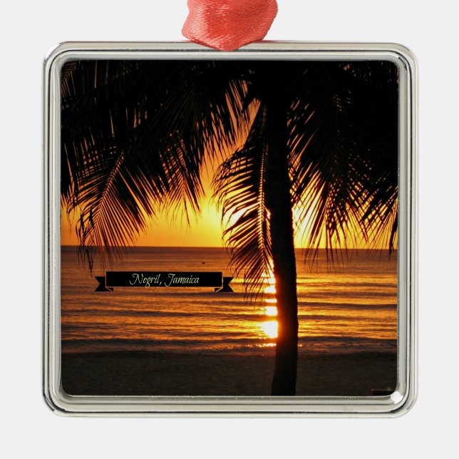 Negril, Jamaica sunset Metal Tree Decoration (Front)
