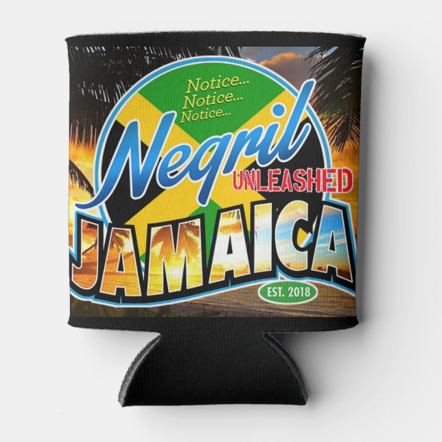 Negril unleashed Jamaica black logo can cosy Can Cooler (Front)