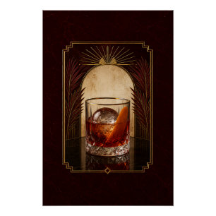 Negroni Art Deco Poster Printable Black Gold Hom