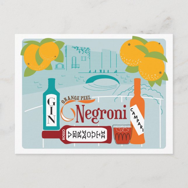 Negroni Citrus Cocktail Postcard (Front)