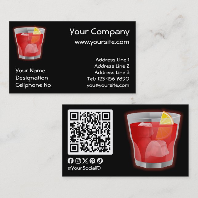 Negroni Cocktail Business Card (Front/Back)