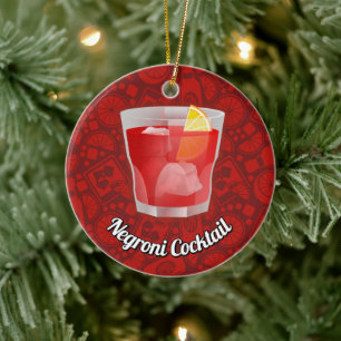 Negroni Cocktail Ceramic Tree Decoration