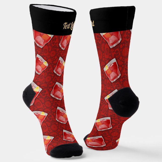 Negroni Cocktail Pattern Socks (Angled)