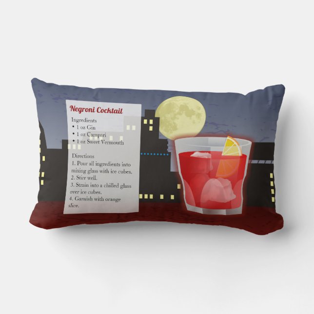 Negroni Cocktail Recipe Lumbar Cushion (Back)