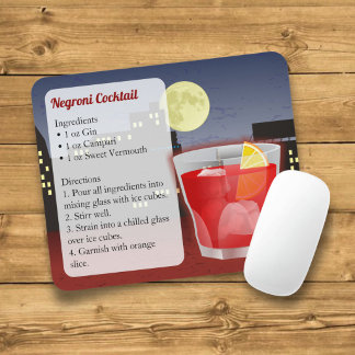 Negroni Cocktail Recipe Mouse Pad