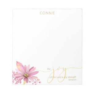 Nehemiah 8:10 Floral Watercolor Notepad