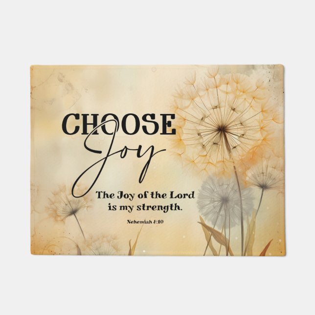Nehemiah 8:10 Joy of the Lord Bible Verse Flowers Doormat (Front)