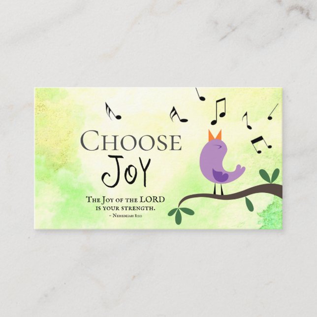 Nehemiah 8:10 Joy of the Lord is Your Strength Business Card (Front)