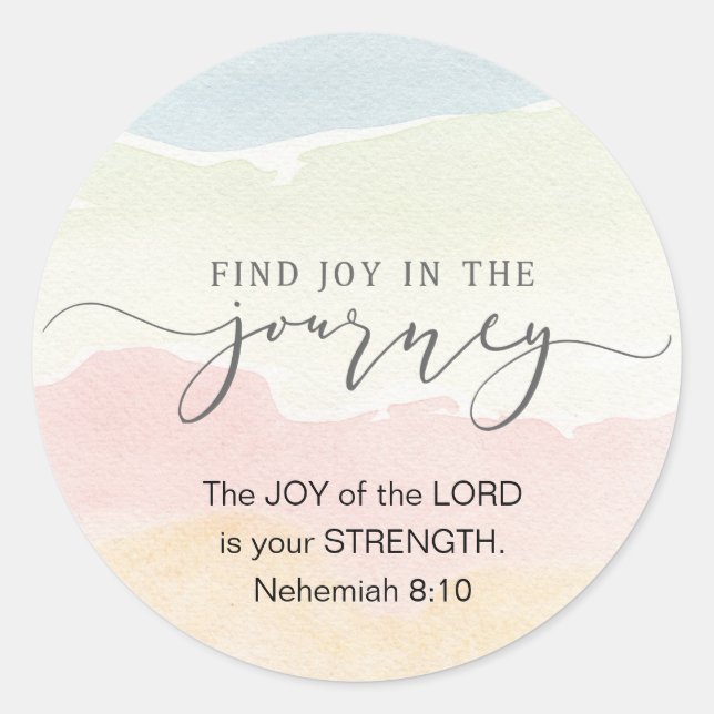 Nehemiah 8:10 Joy of the Lord is your Strength Classic Round Sticker (Front)