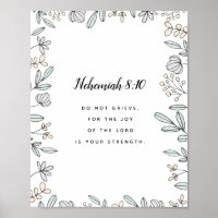 Nehemiah 8:10 Scripture Art Print