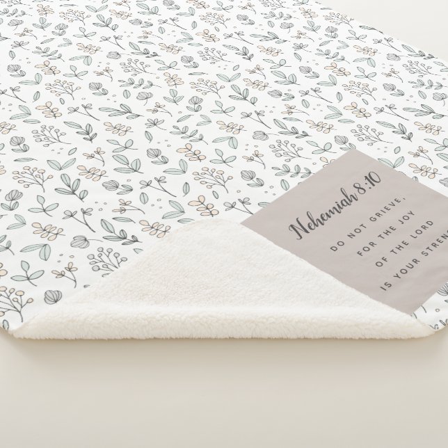 Nehemiah 8:10 Scripture Sherpa Blanket (3/4)