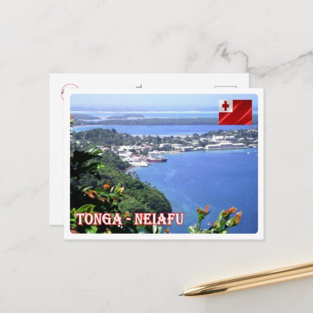 Neiafu - Tonga - Aerial View - Postcard (Front/Back In Situ)