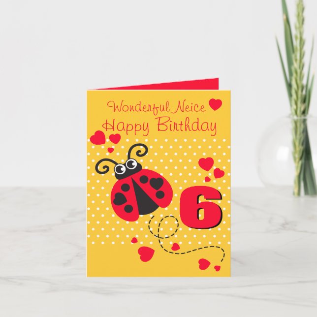 Neice birthday ladybug age card (Front)