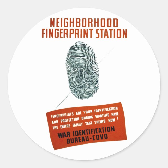 Neigborhood Fingerprint Station Classic Round Sticker (Front)