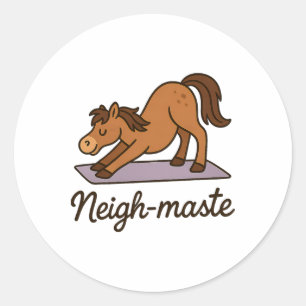 Neigh-maste Funny Horse Yoga Lover Meditation Nama Classic Round Sticker