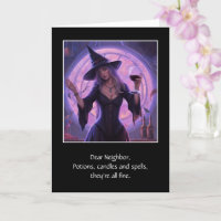 Neighbour Halloween Humourous Witch with Wine 