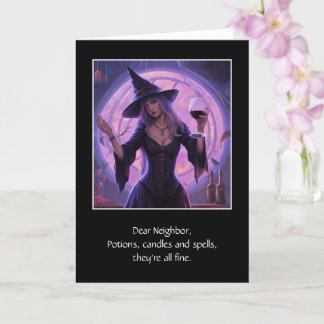 Neighbour Halloween Humourous Witch with Wine Card