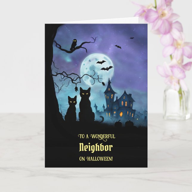 Neighbour Happy Halloween with Haunted House Card (Orchid)