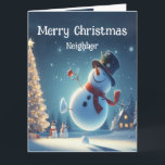 Neighbour Happy Snowman Hot Chocolate Christmas Card<br><div class="desc">Cute Happy Snowman Hot Chocolate Christmas for your Neighbour</div>