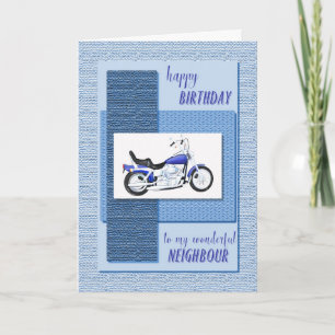 Neighbour, motor bike birthday card