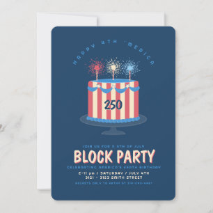 Neighbourhood Block Party America 250 Birthday Cak Invitation