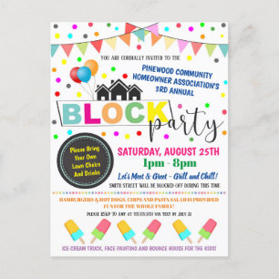Neighbourhood Block Party Invite Postcard