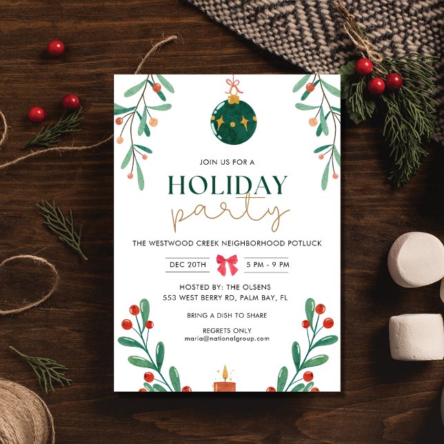 Neighbourhood Holiday Christmas Party Invitation (Neighborhood Holiday Christmas Party Invitation)
