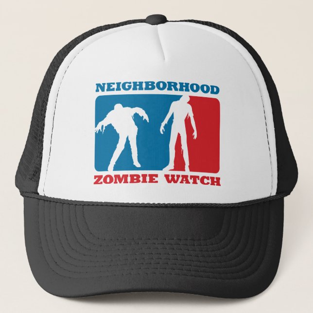 Neighbourhood Zombie Watch - Red and Blue Trucker Hat (Front)