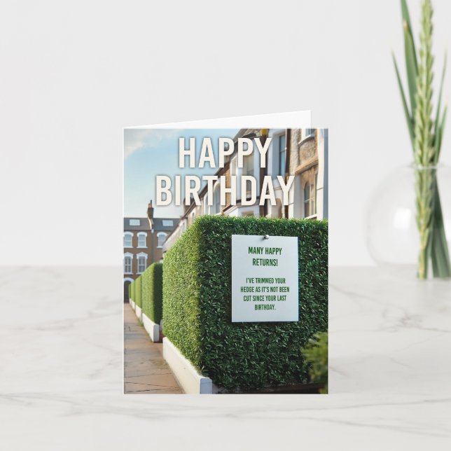 Neighbourly Hedge Trimmer Birthday Card (Front)