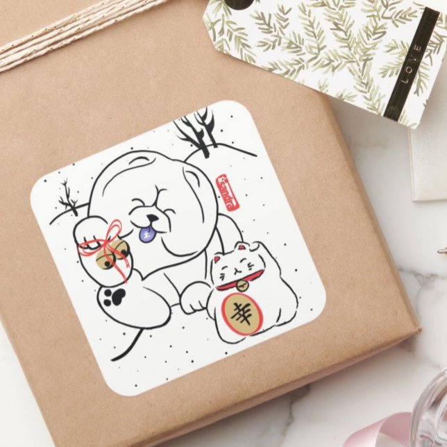 NEKO and INU Chow and cat holiday Square Sticker (Creator Uploaded)