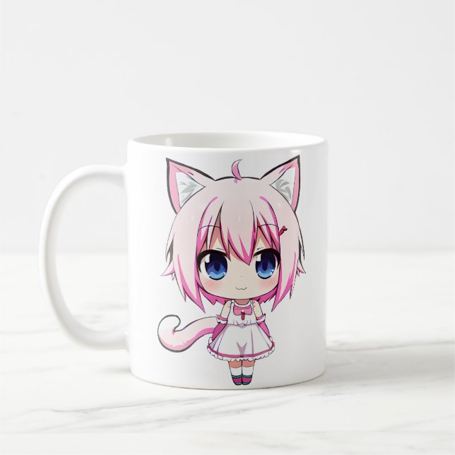 Neko chibi anime girl coffee mug (Left)