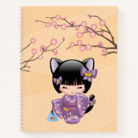 Neko Kokeshi Doll - Cat Ears Geisha Girl