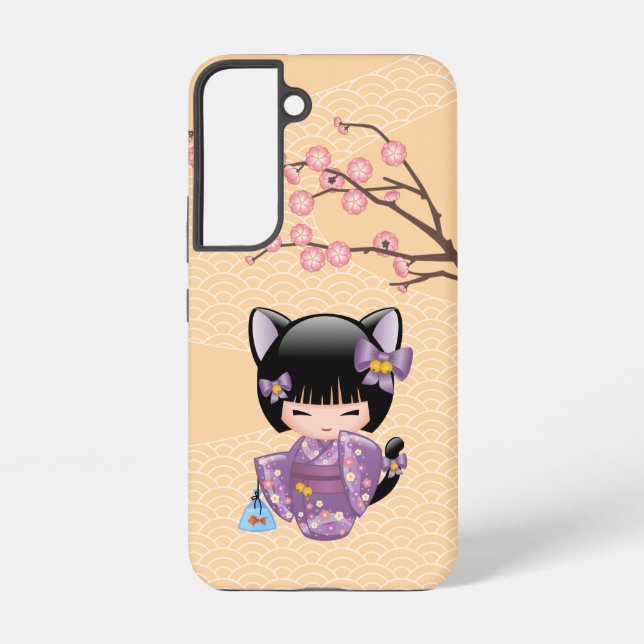 Neko Kokeshi Doll - Cat Ears Geisha Girl Samsung Galaxy S22 Case (Back)