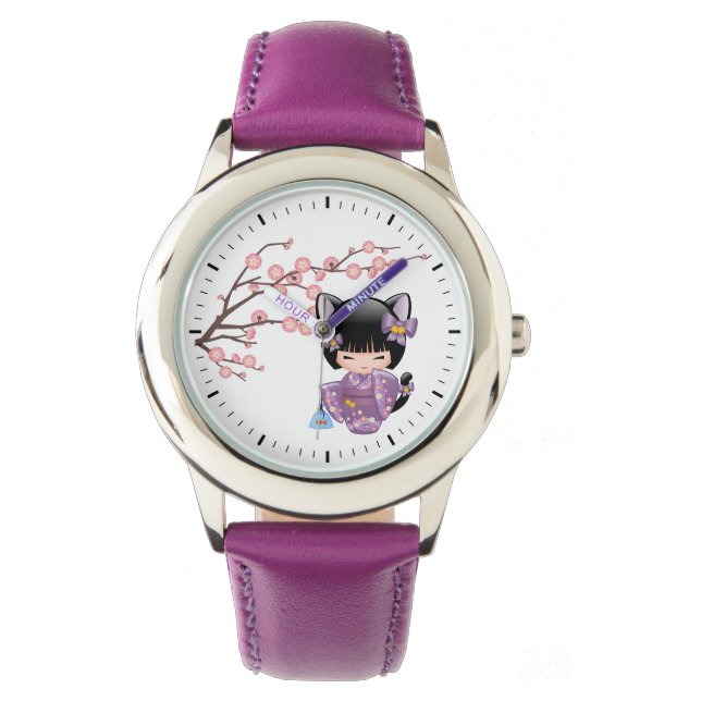 Neko Kokeshi Doll - Cat Ears Geisha Girl Watch (Front)