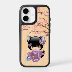 Neko Kokeshi Doll Cat Ears Geisha Girl Yellow